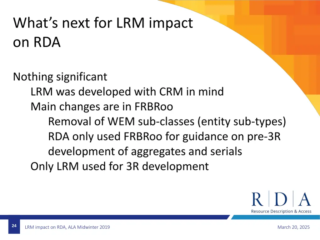 what s next for lrm impact on rda