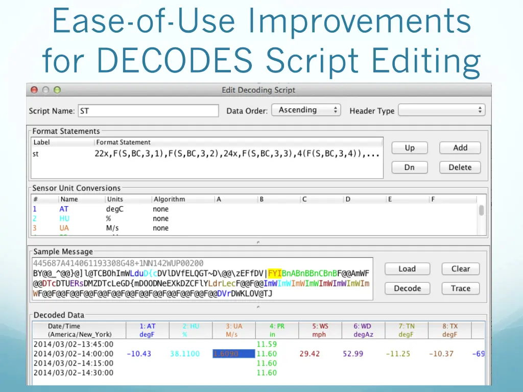 ease of use improvements for decodes script