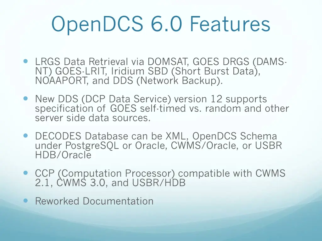 opendcs 6 0 features