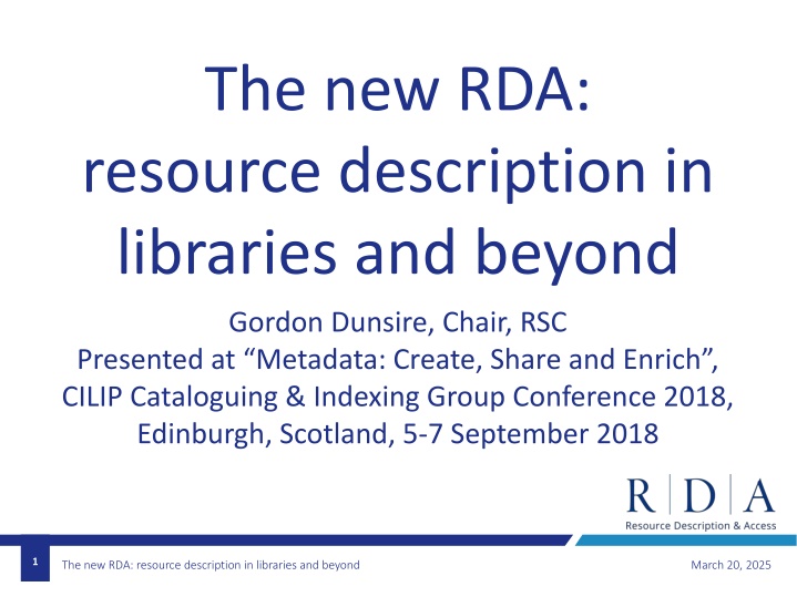 the new rda resource description in libraries