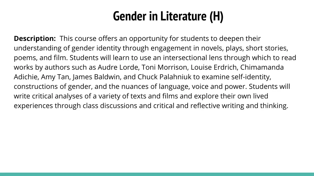 gender in literature h