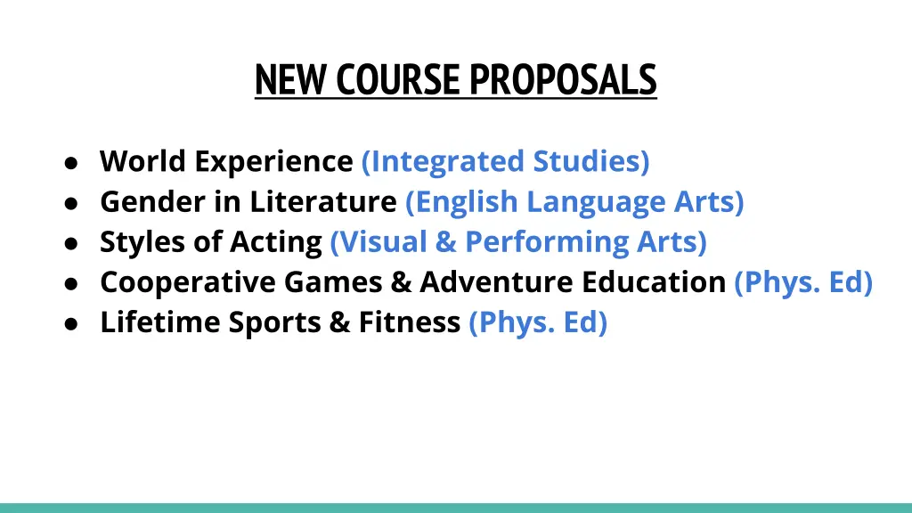 new course proposals