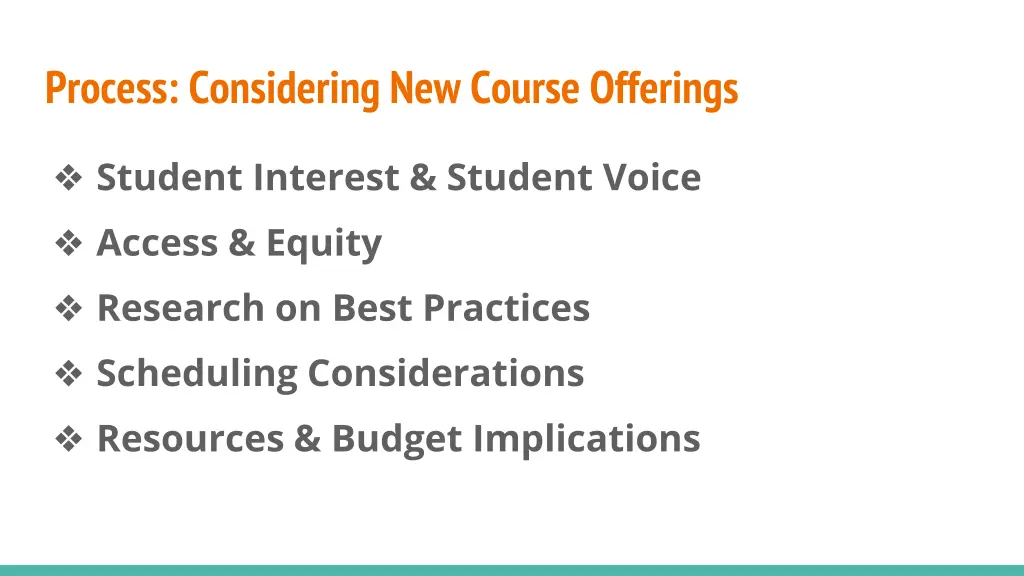 process considering new course offerings