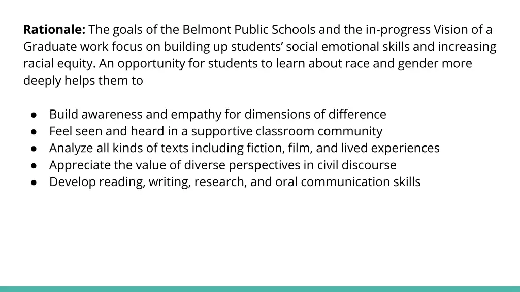 rationale the goals of the belmont public schools 1