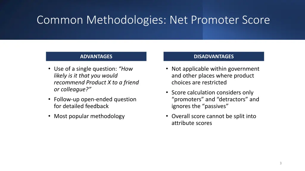 common methodologies net promoter score
