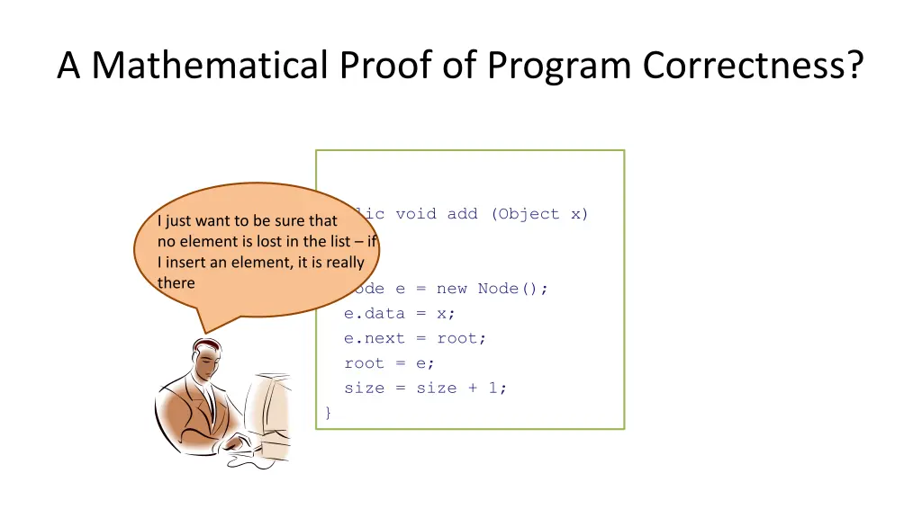 a mathematical proof of program correctness 1