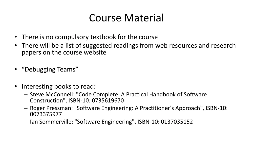 course material