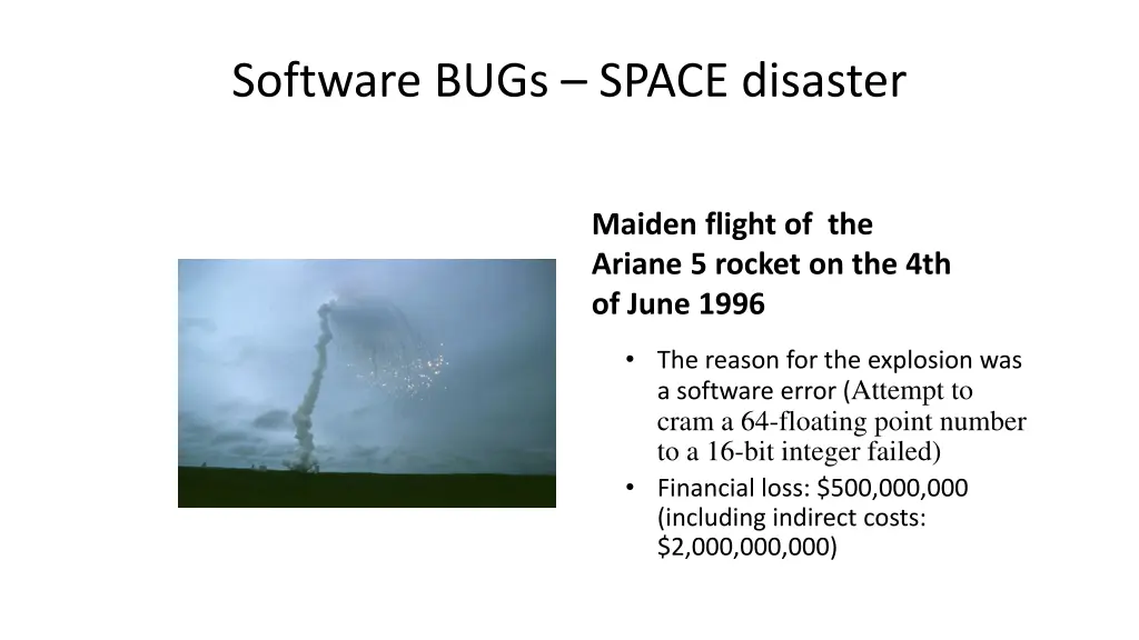 software bugs space disaster