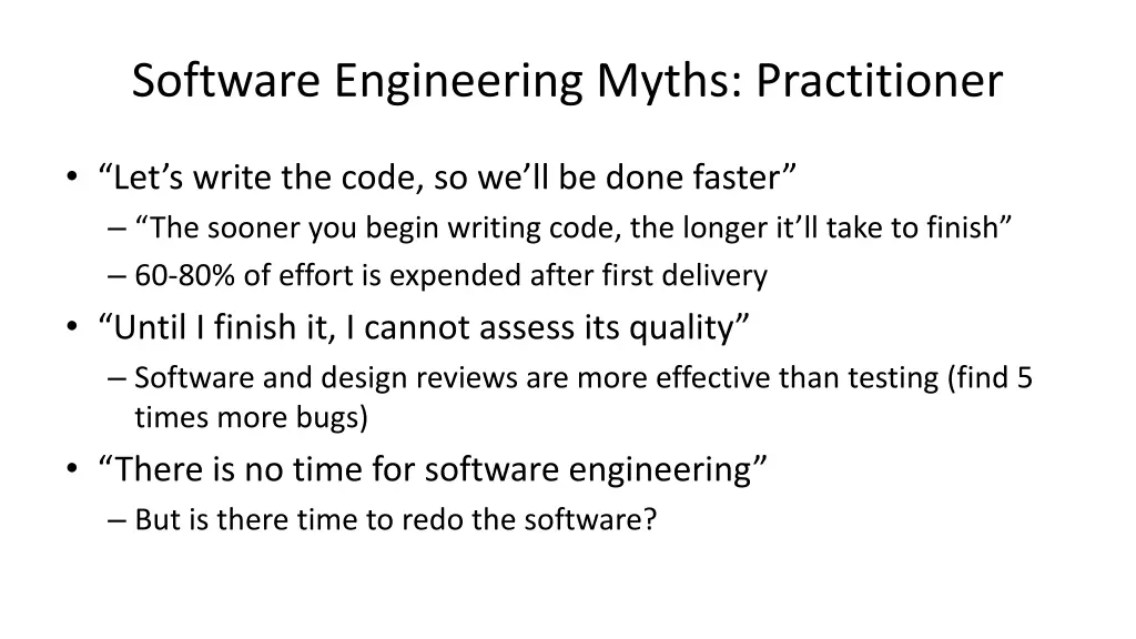 software engineering myths practitioner