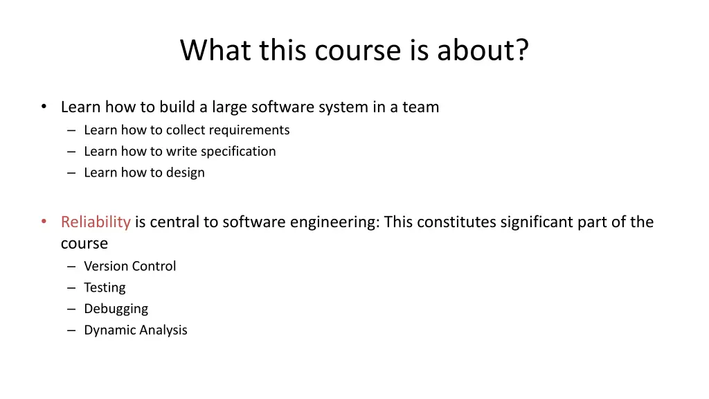 what this course is about