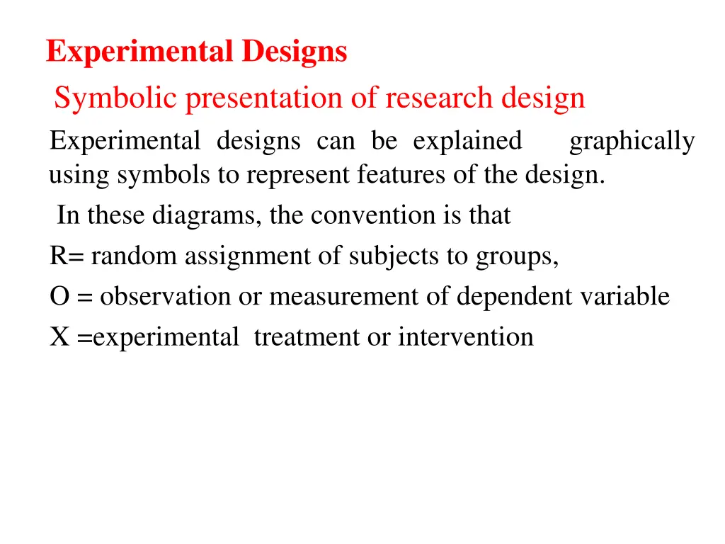 experimental designs symbolic presentation