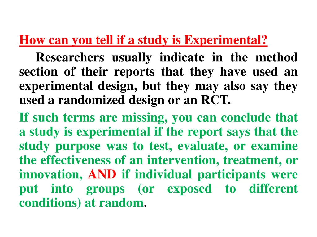 how can you tell if a study is experimental