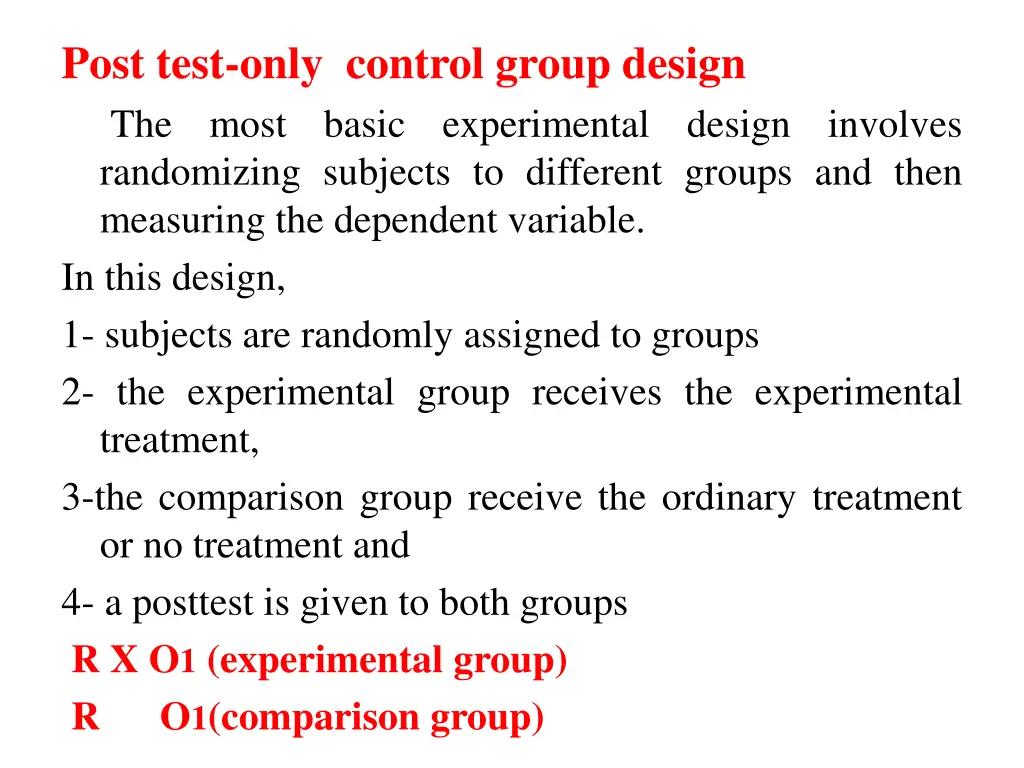post test only control group design the most