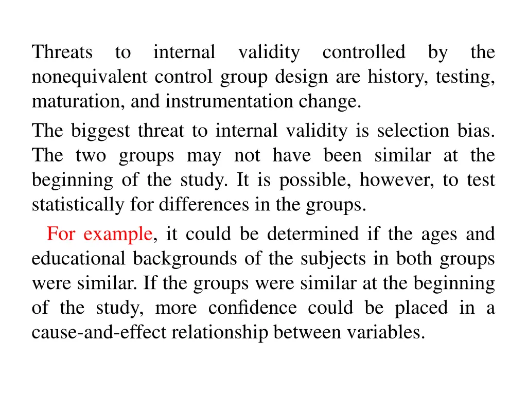 threats nonequivalent control group design