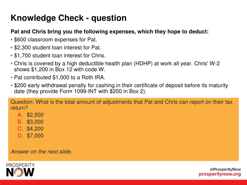 knowledge check question