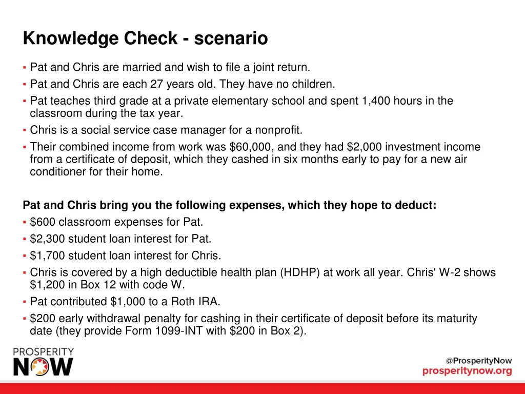 knowledge check scenario