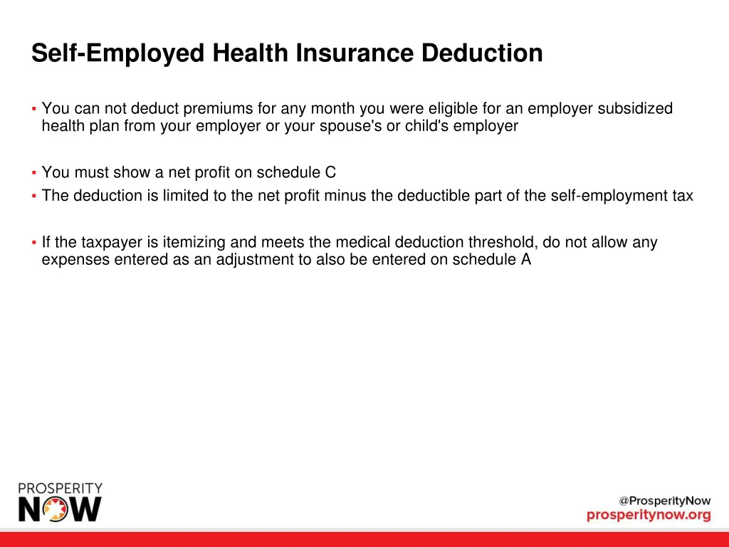 self employed health insurance deduction 2