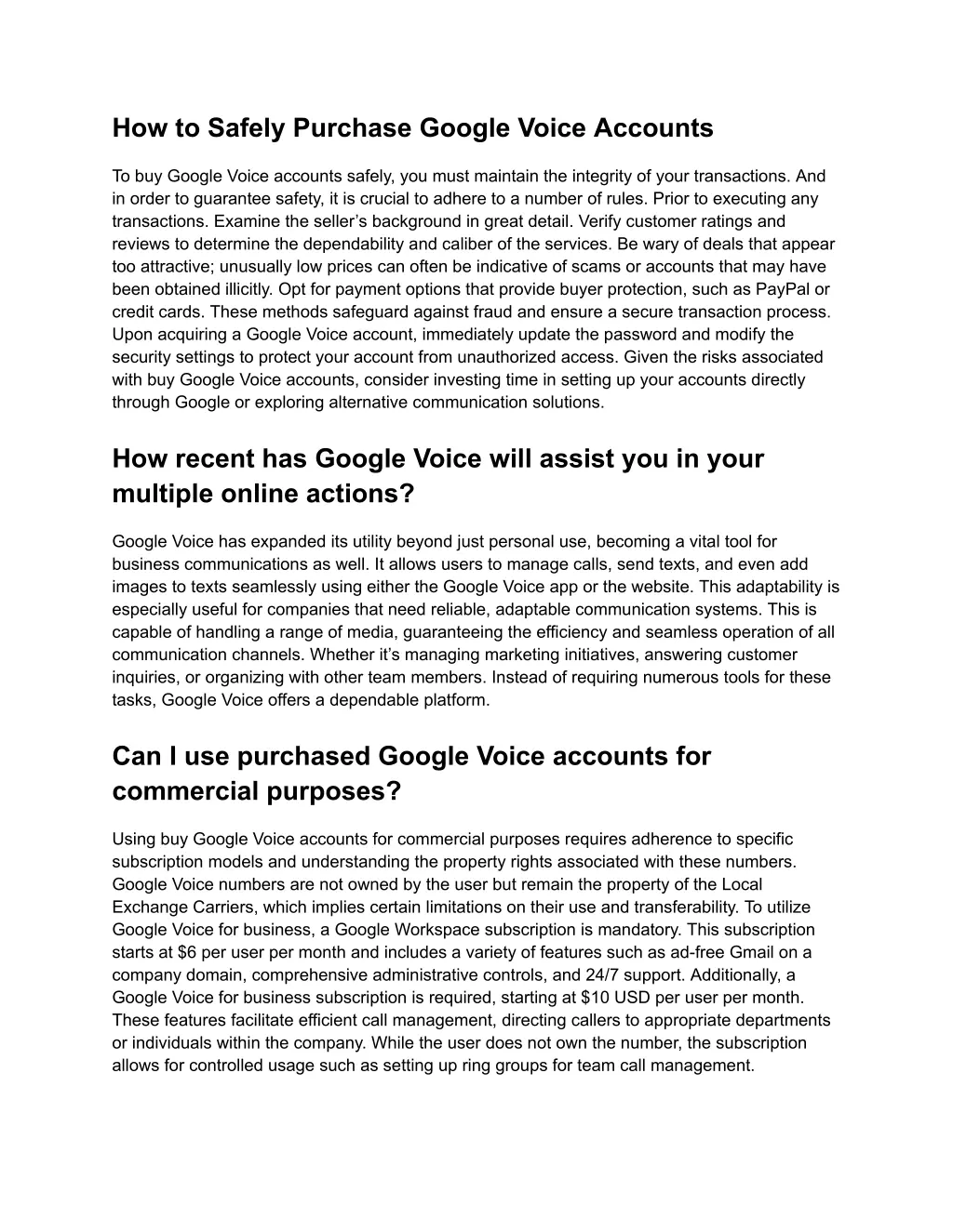 how to safely purchase google voice accounts
