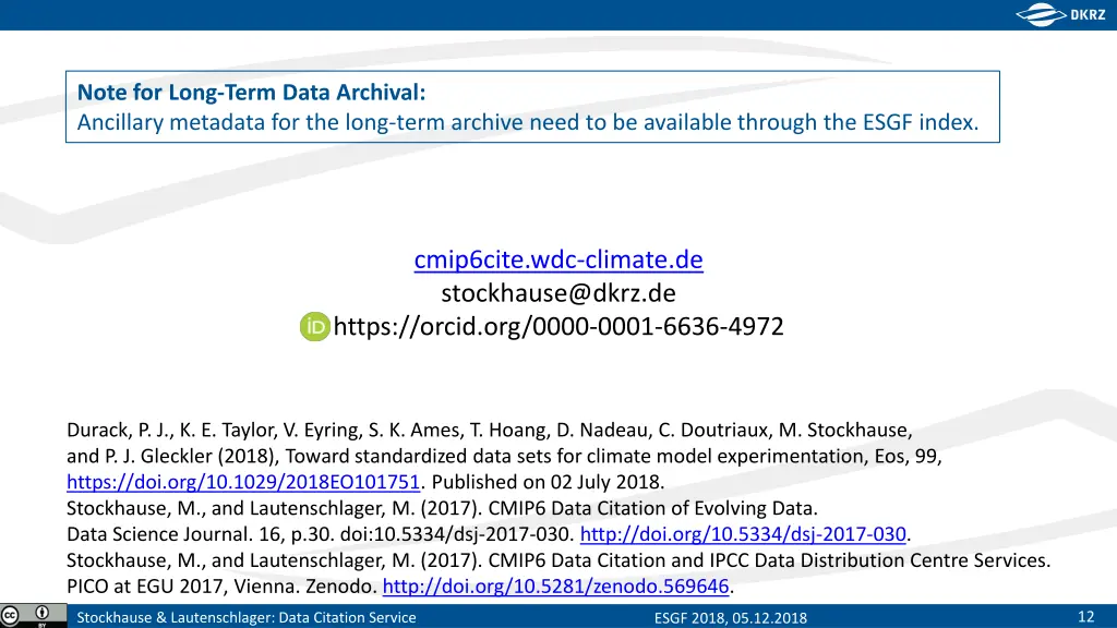 note for long term data archival ancillary