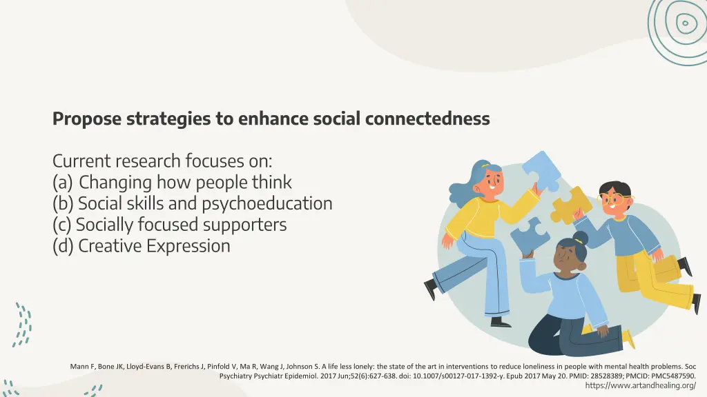 propose strategies to enhance social connectedness