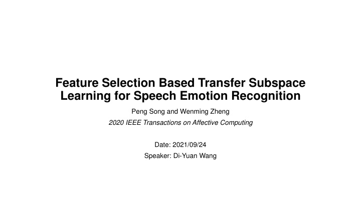 feature selection based transfer subspace