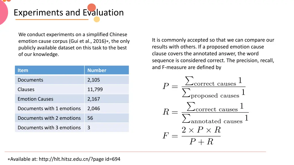experiments and evaluation