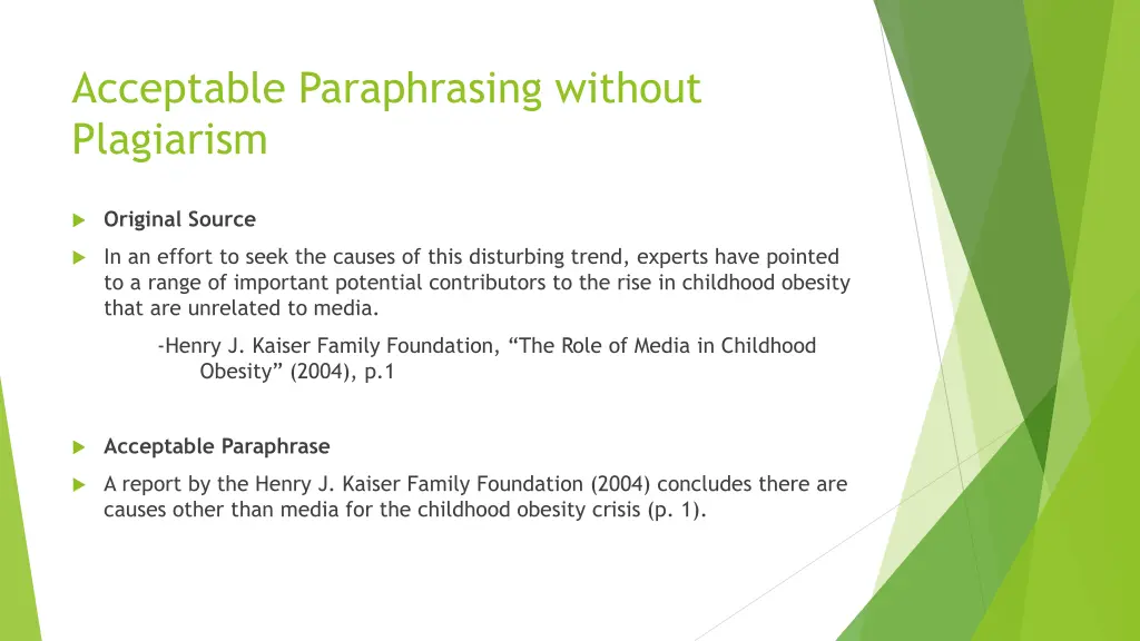 acceptable paraphrasing without plagiarism