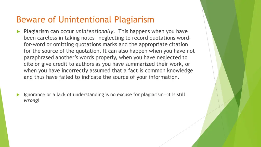beware of unintentional plagiarism