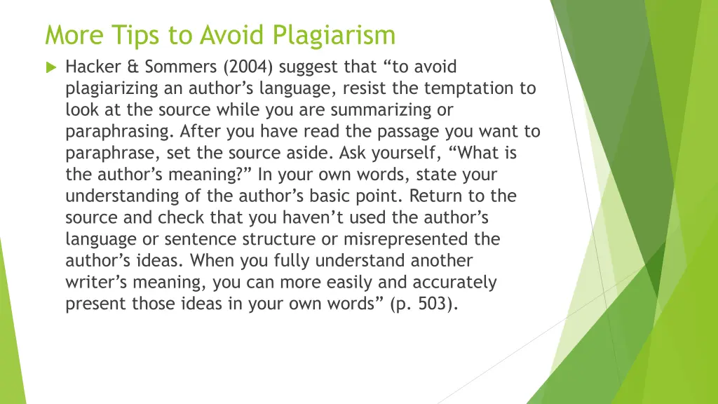 more tips to avoid plagiarism hacker sommers 2004