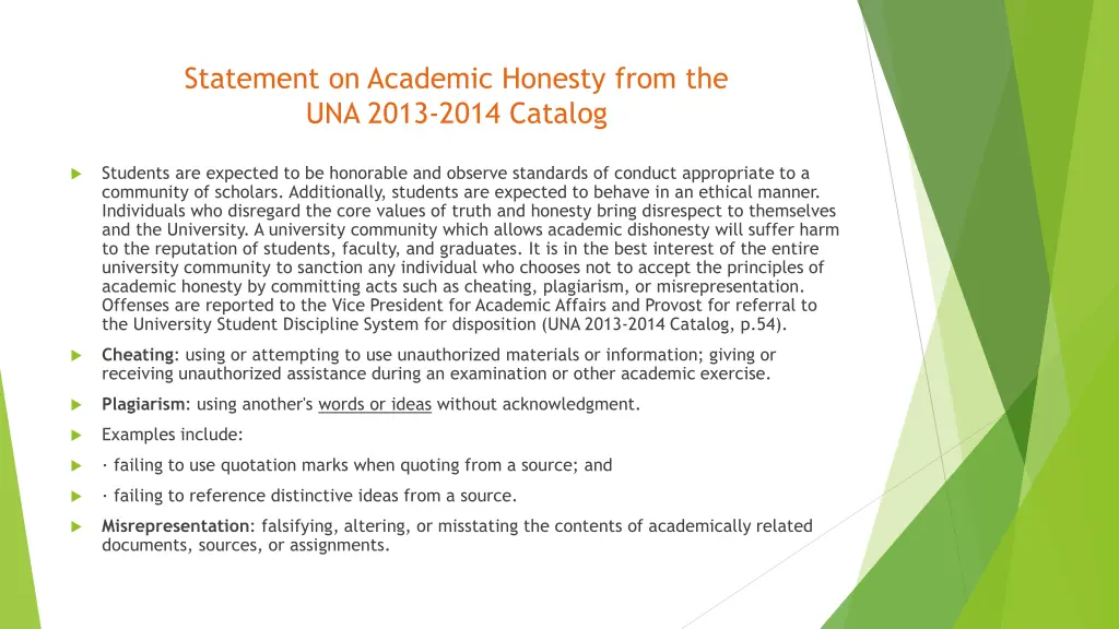 statement on academic honesty from the una 2013