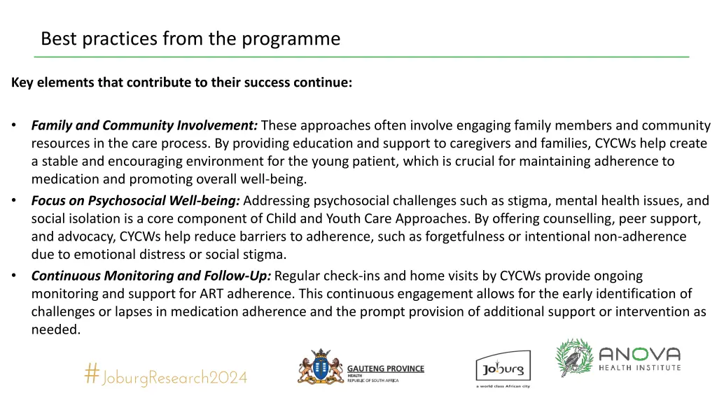 best practices from the programme 1