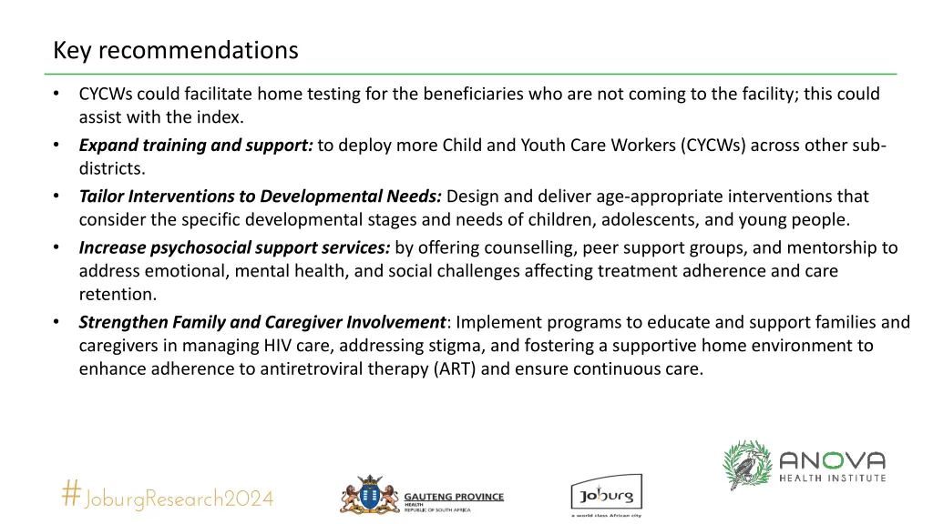 key recommendations