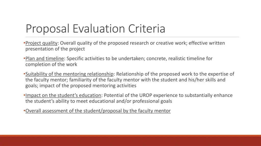 proposal evaluation criteria