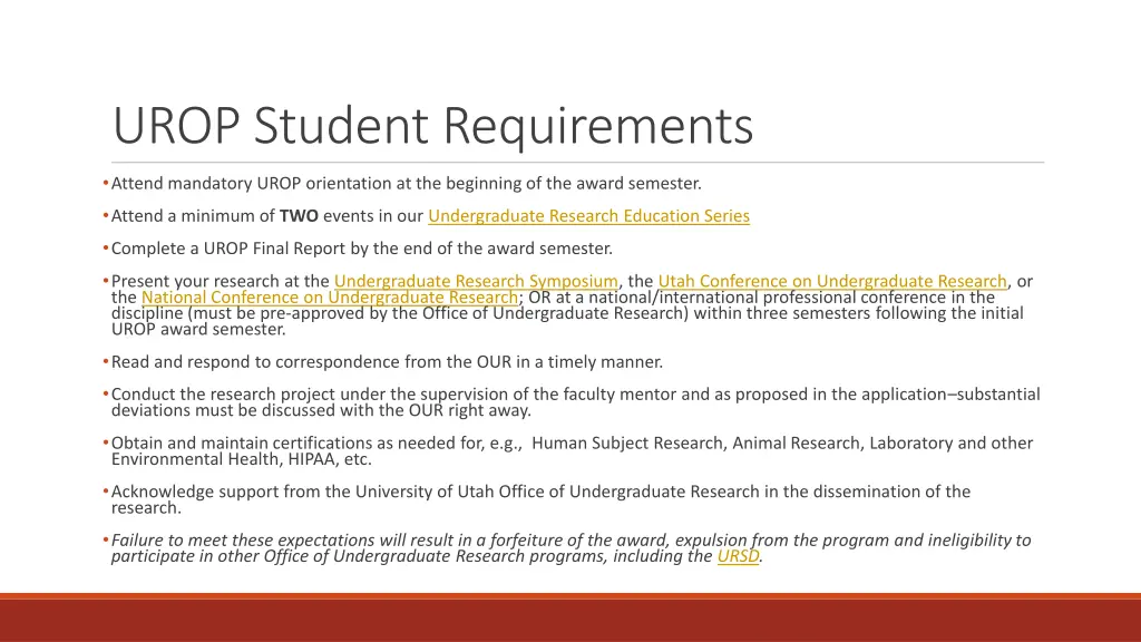 urop student requirements