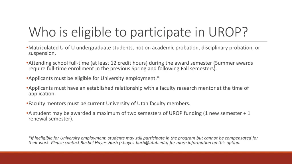 who is eligible to participate in urop