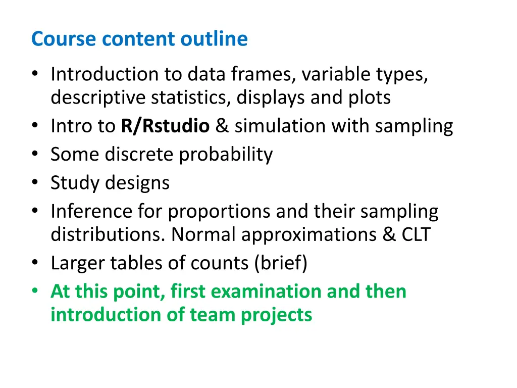 course content outline introduction to data