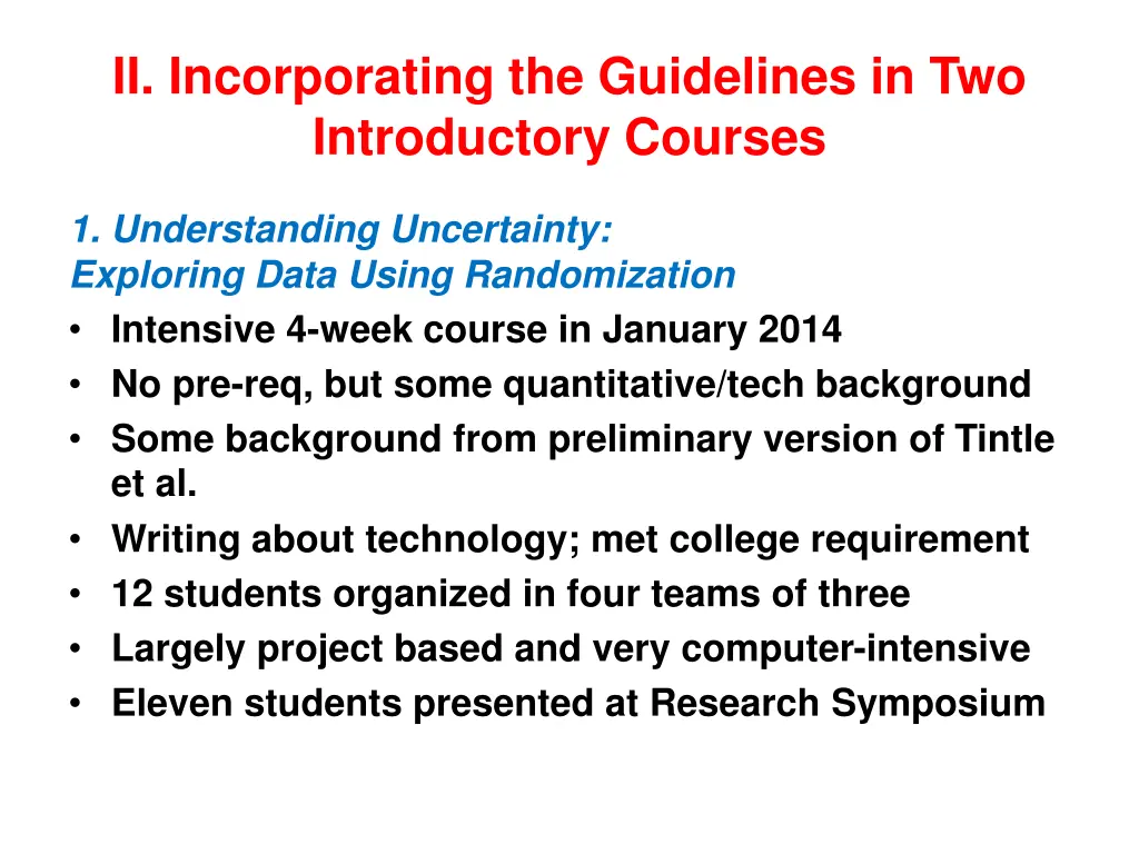 ii incorporating the guidelines