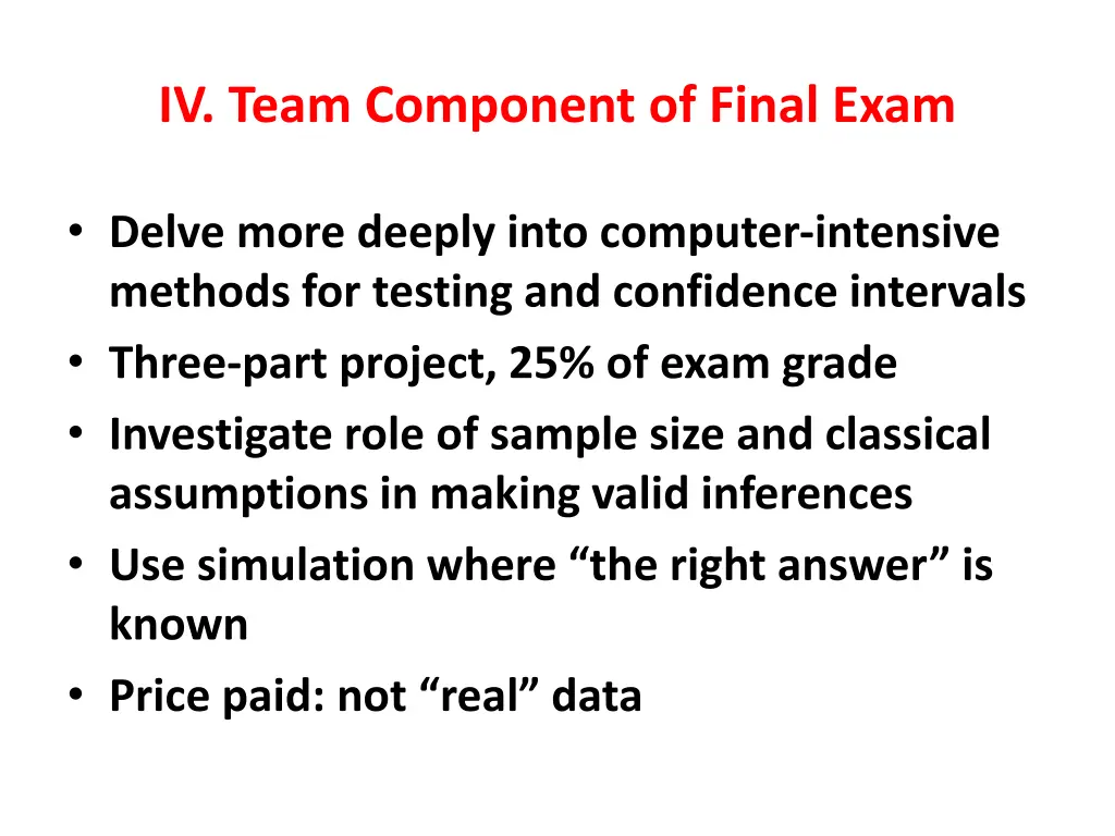 iv team component of final exam