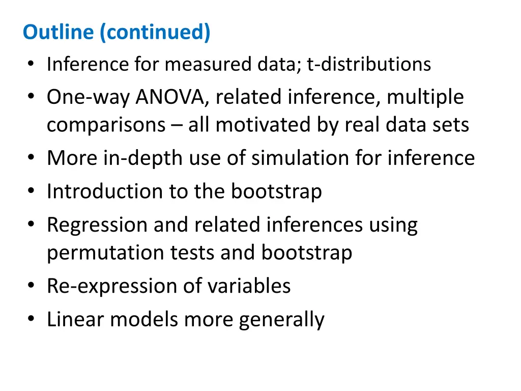 outline continued inference for measured data