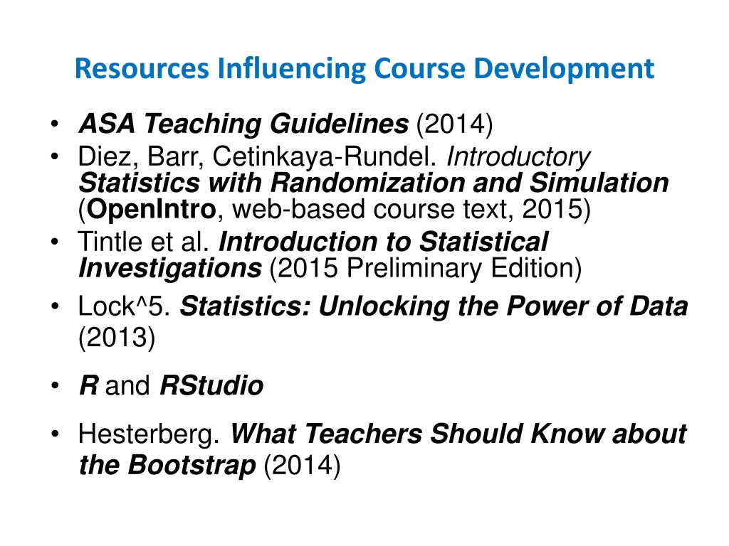 resources influencing course development