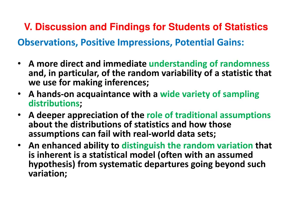 v discussion and findings for students