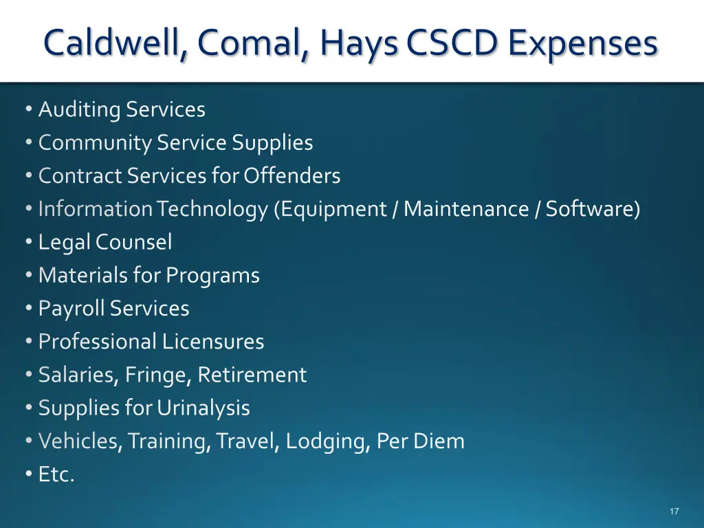 caldwell comal hays cscd expenses