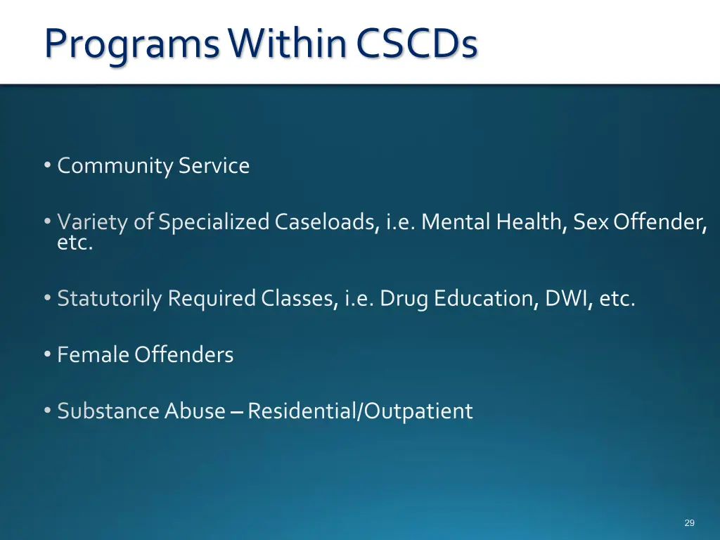 programs within cscds