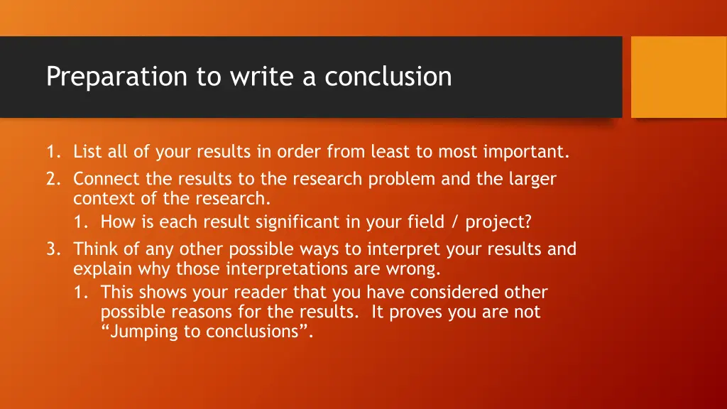 preparation to write a conclusion