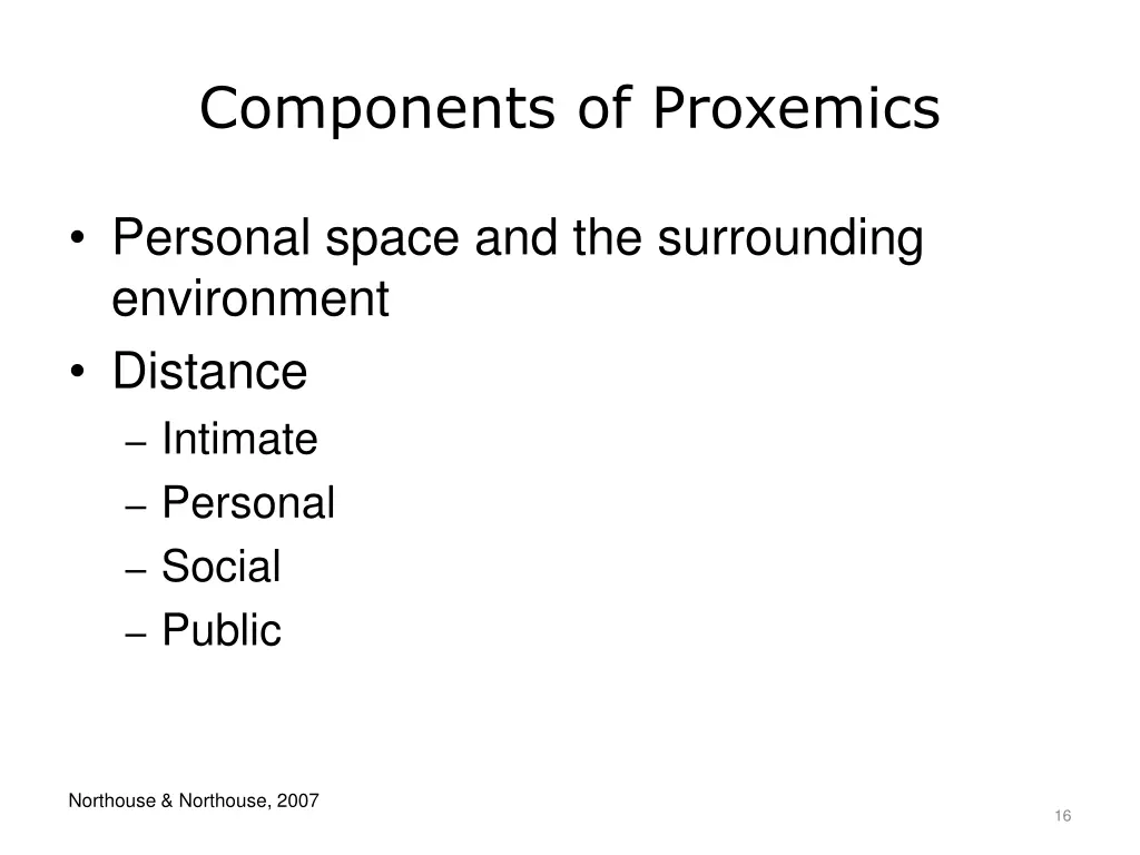 components of proxemics