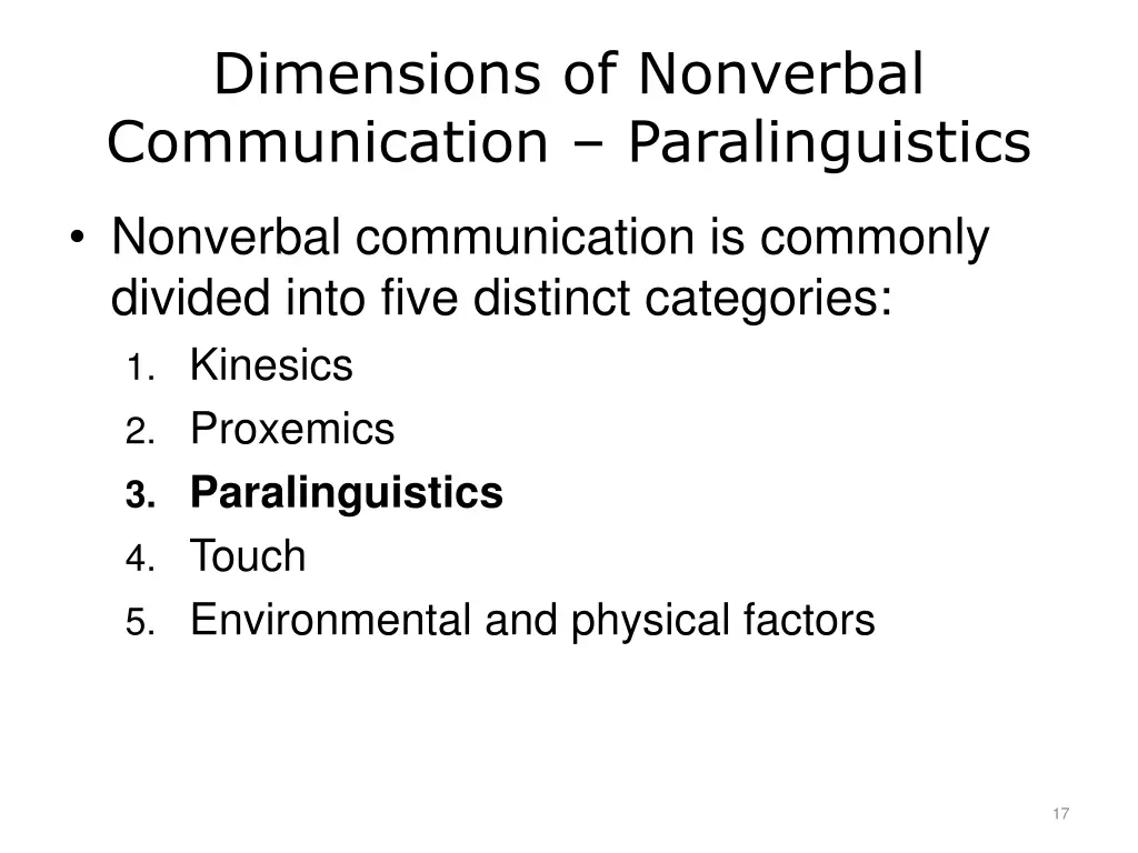 dimensions of nonverbal communication 1