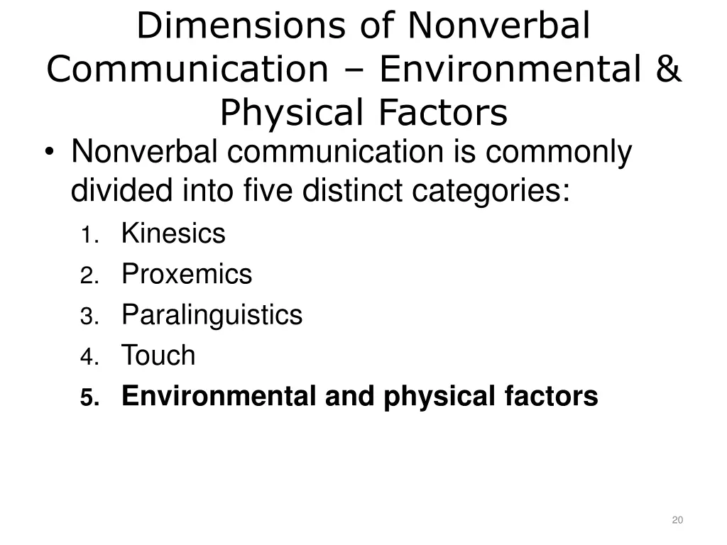 dimensions of nonverbal communication 2