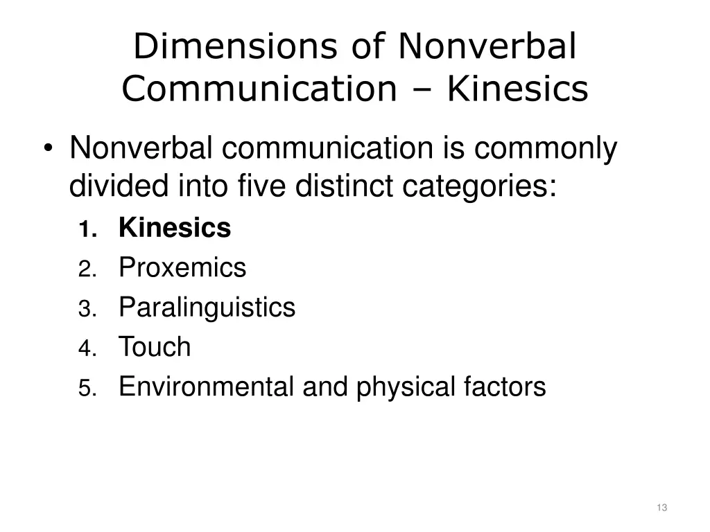 dimensions of nonverbal communication kinesics
