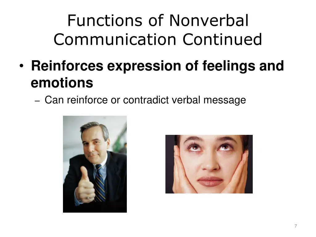 functions of nonverbal communication continued