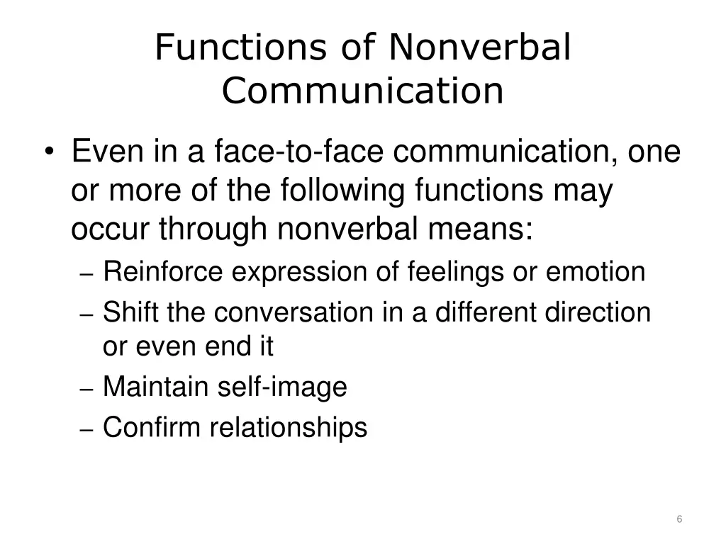 functions of nonverbal communication